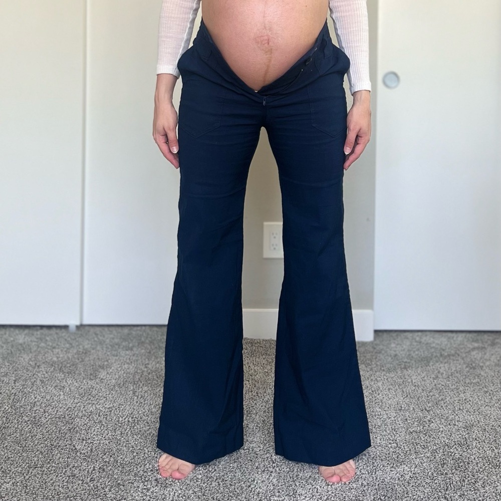 Maeve Anthropologie The Naomi Pants – High Waisted Flare - Navy Blue - Size 2 - Picture 2 of 12